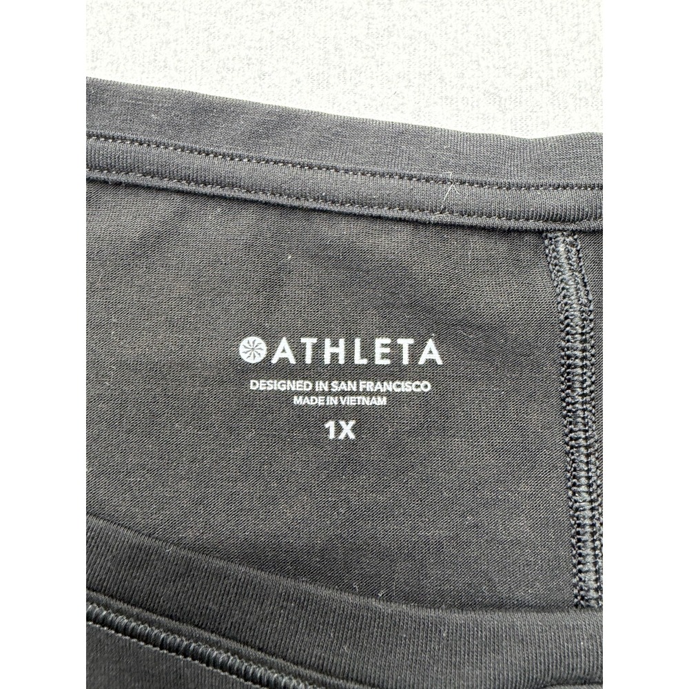 Athleta Shirt Womens 1X Plus Black Long Sleeve Dolman Boat Neck Relaxed Top - Picture 5 of 12